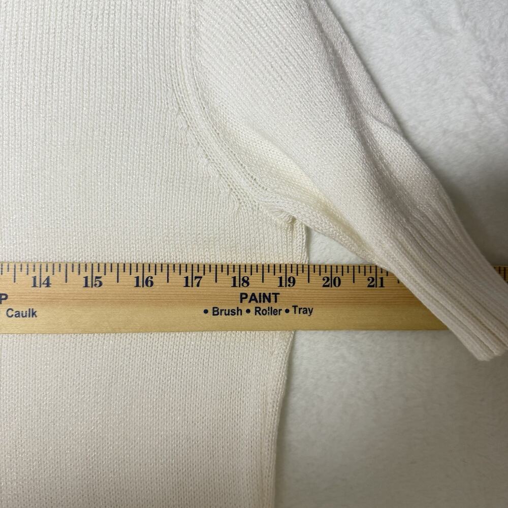 Pendleton Mock Neck Short Sleeve Sweater White Cotton Blend Women’s Size M - Picture 7 of 8